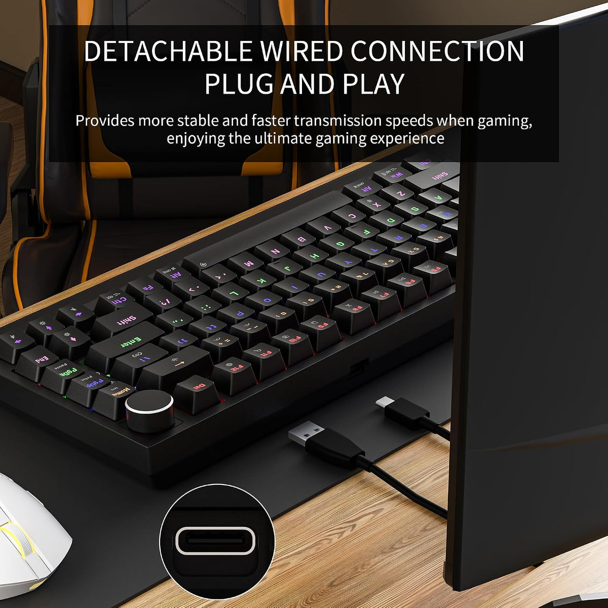 GM326 Gaming Tastatur,Mechanische Tastatur,Kabel,75 Prozent,Usb C