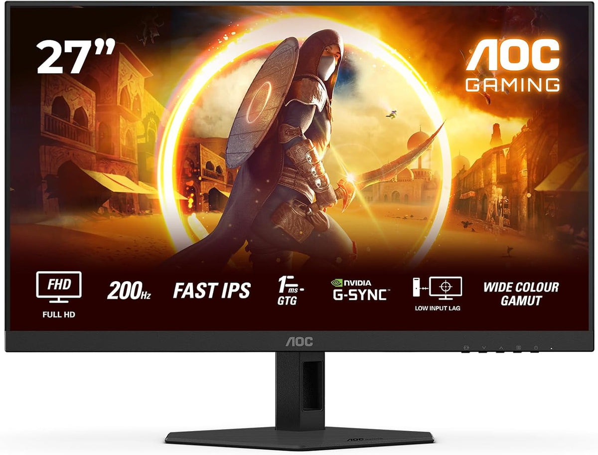 AOC 27G4HRE 27 Zoll FHD Gaming Monitor, 200Hz, Fast IPS Panel, 1Ms Gtg, HDR10, G-Sync Compatible, Lautsprecher,(1920X1080 HDMI 2X 2.0) Schwarz