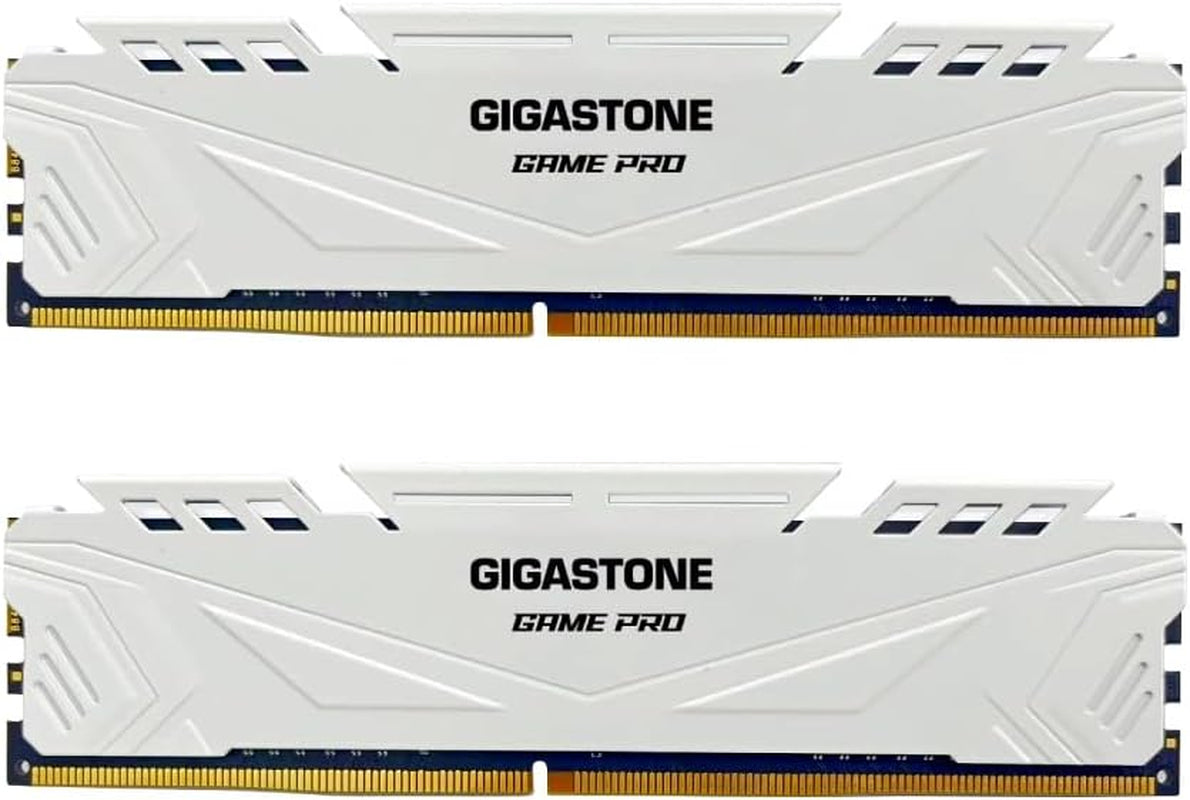 【DDR4 RAM】 GIGASTONE Game PRO 16GB Kit(2X8Gb) DDR4 3200Mhz PC4-25600 CL16-18-18-40 Intel XMP 2.0 AMD Ryzen 1.35V UDIMM 288Pin Nicht-Ecc Ungepuffert Desktop Hochleistung Arbeitsspeicher-Weiß