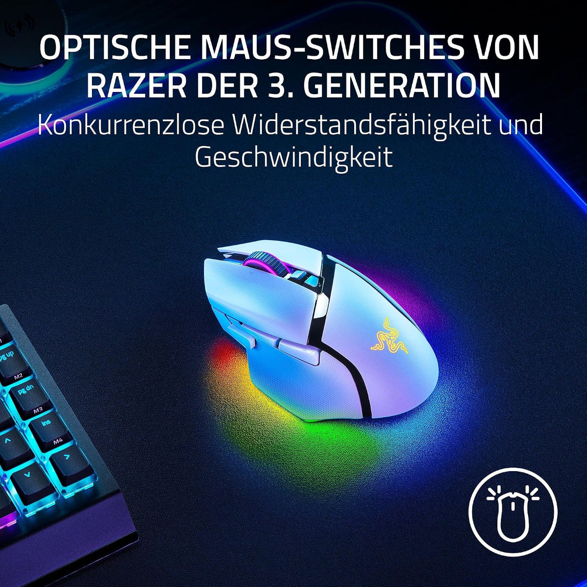 Razer Basilisk V3 Pro - Anpassbare Kabellose Gaming-Maus Hyperscroll Tilt Wheel - Focus Pro 30K Optischer Sensor - 13-Zonen Chroma-Beleuchtung - 10+1 Programmierbare Tasten - Pc/Mac | Weiß