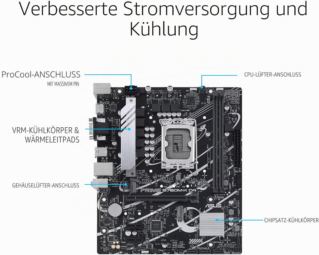 ASUS Prime B760M-K D4 Gaming Mainboard Sockel Intel LGA 1700