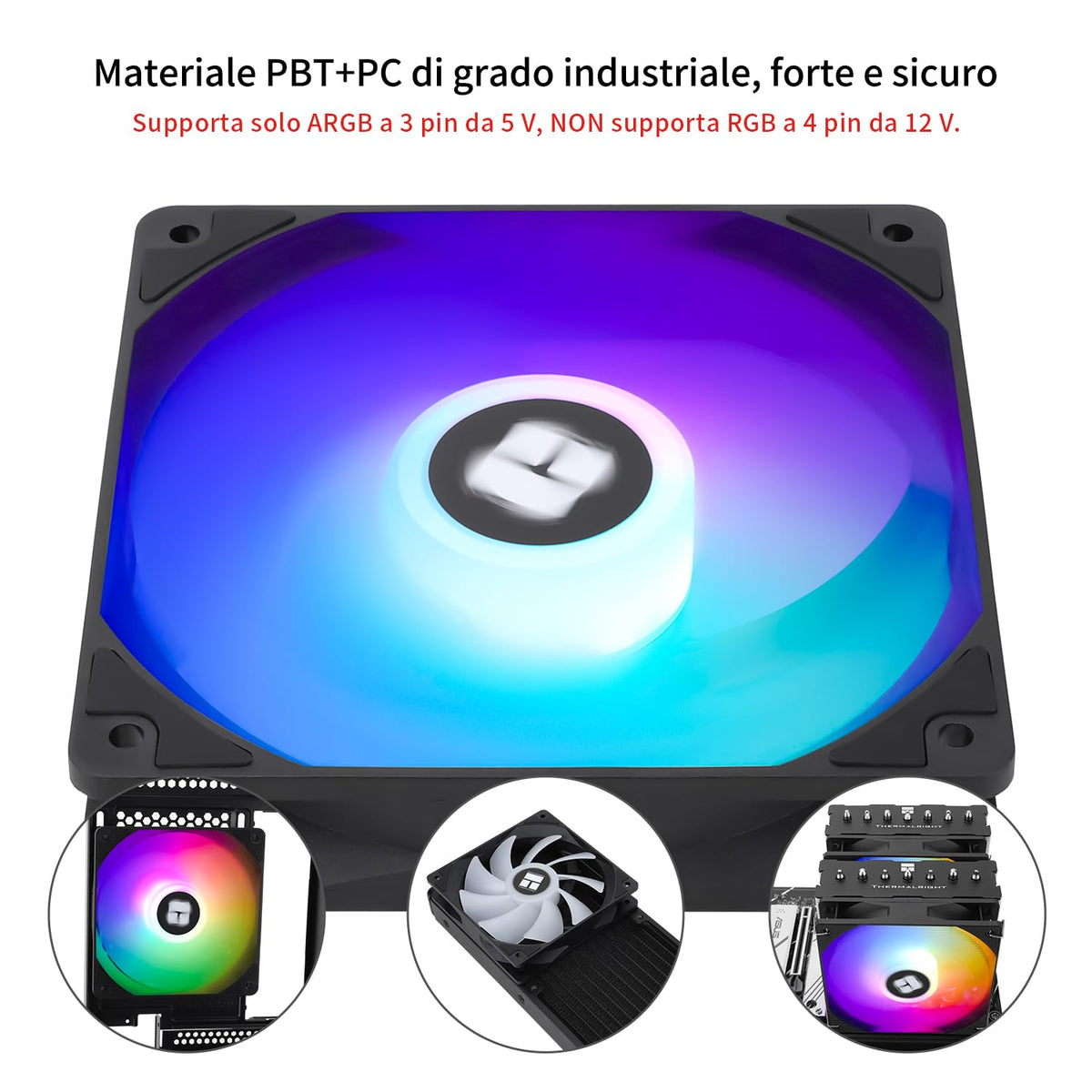 TR TL-C12C-S X3 Cpu-Lüfter 120Mm ARGB Gehäuselüfter, 4Pin PWM Silent Computer Lüfter Mit S-FDB Lager Enthalten, Bis Zu 1500RPM Lüfter
