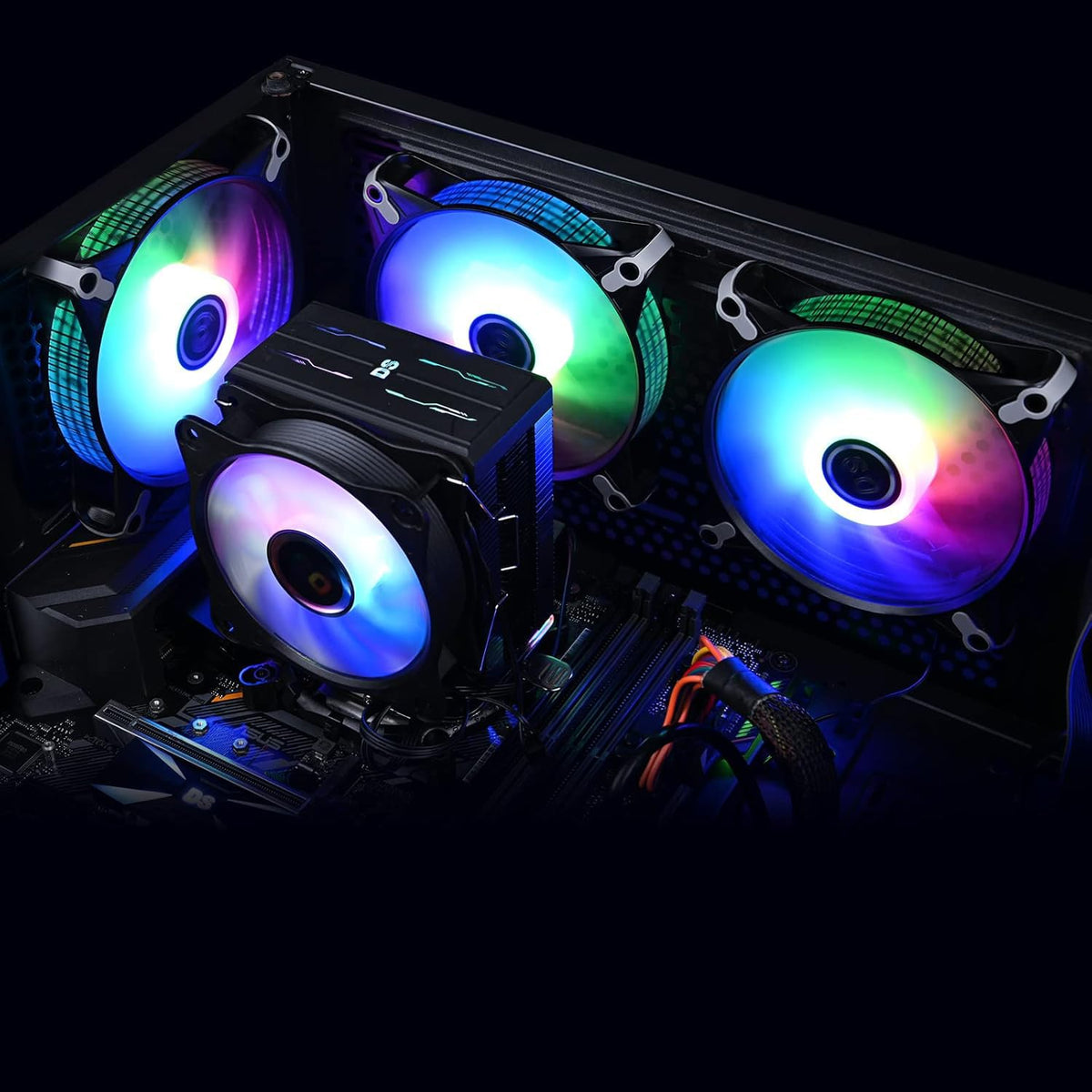 DS Rgb-Lüfter, 120 Mm, 3Er-Packung, Gehäusekühlungs-Led-Lüfter Für Weiß-Schwarzes Pc-Gehäuse, Cpu-Kühler Und Radiatorsystem