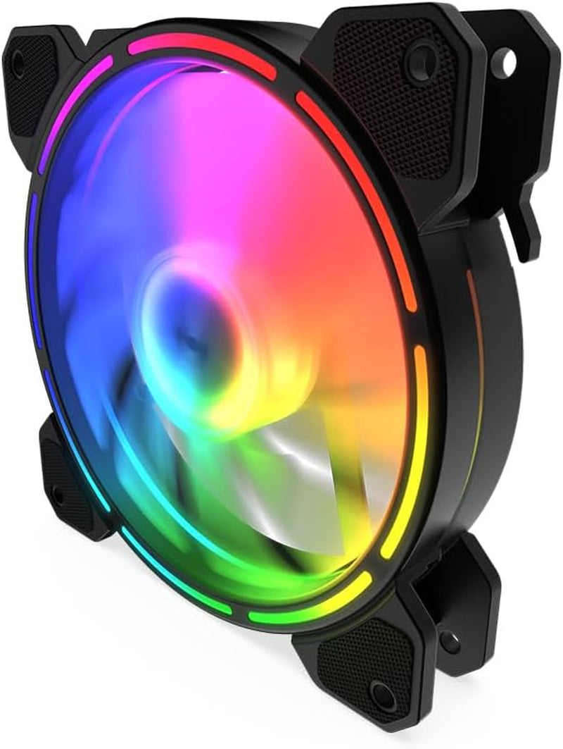 KRUX Lunar ARGB 120 Mm Gehäuselüfter, Adressierbare Rgb-Beleuchtung (16 Leds), 1200 U/Min, Hydraulisches Lager (HBS), Anti-Vibrations-Pads, 3 Pin ARGB & Lüfteranschluss Mit Splitter