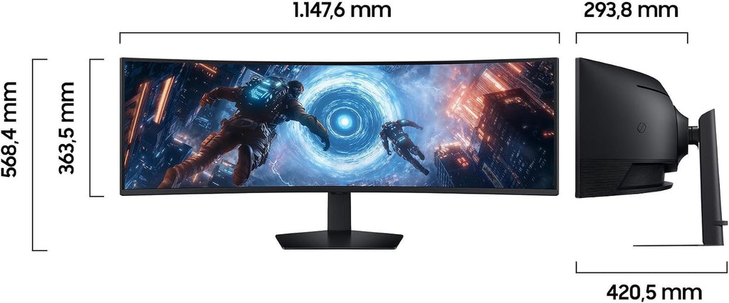 Samsung Odyssey G91F, Ultrawide Curved 32:9, Gaming Monitor, 49 Zoll, Led-Va-Panel, DQHD, 5120 X 1440, Displayhdr 600, AMD Freesync Premium Pro, 1Ms, 144 Hz, Schwarz, LS49FG916EUXEN