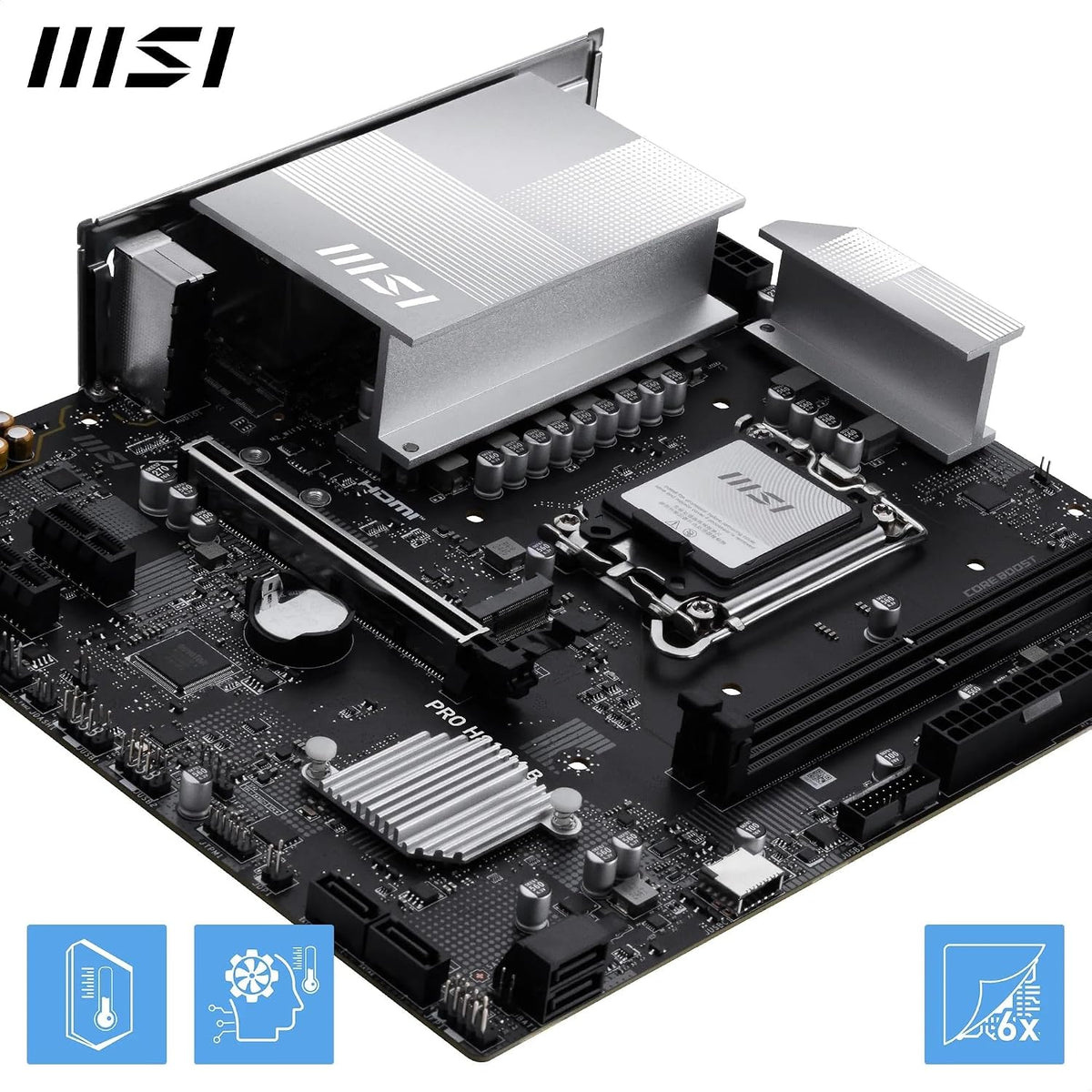 MSI PRO H810M-B Mainboard, Matx - Unterstützt Intel Core Ultra Prozessoren (Series 2), LGA 1851 - DDR5 Memory Boost (6400 Mt/S MAX), Pcie 5.0 X16, M.2 Gen4, 2.5G LAN