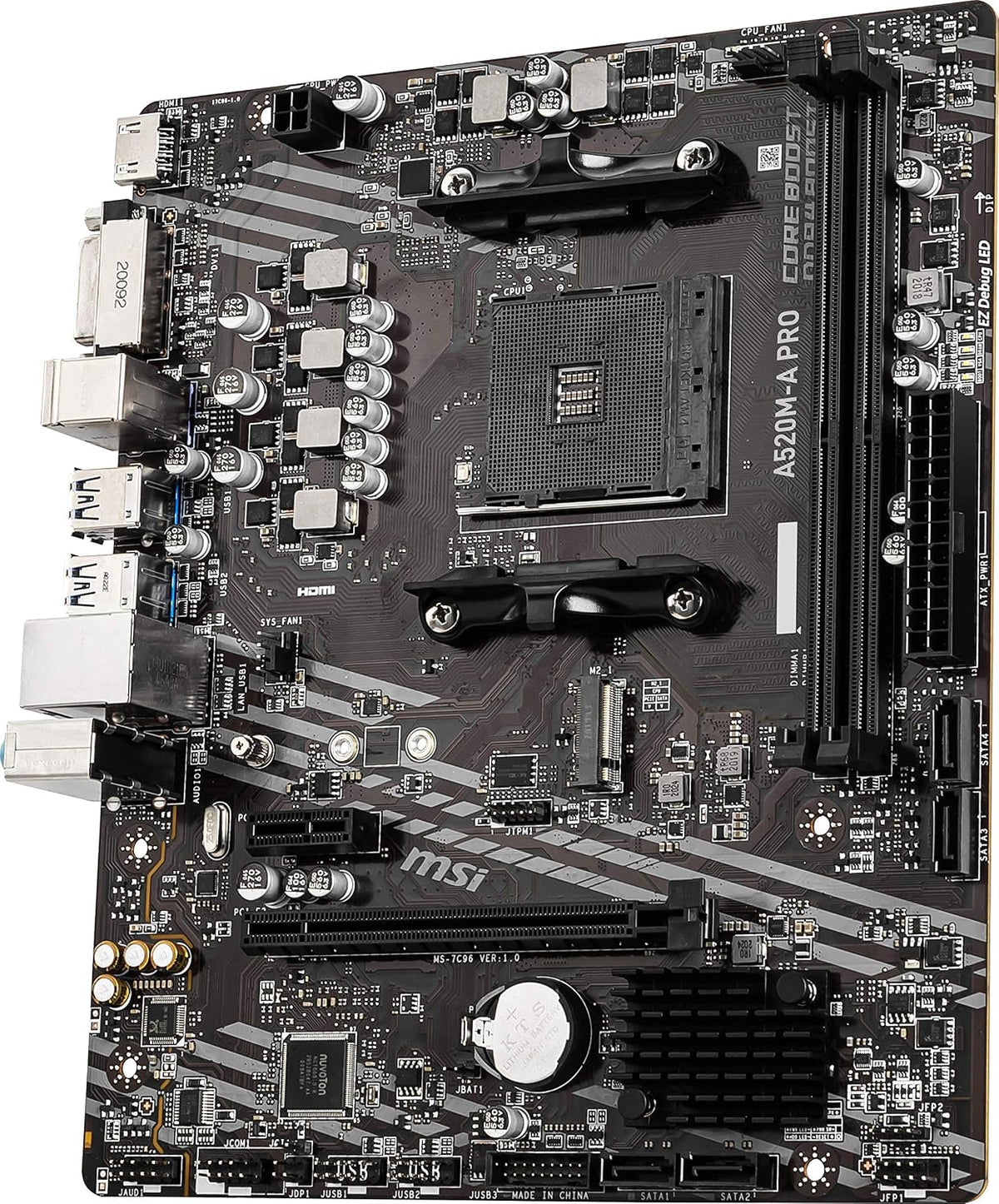 MSI A520M-A PRO Gaming Motherboard (AMD AM4, DDR4, Pcie 3.0, SATA 6Gb/S, M.2, USB 3.2 Gen 1, DVI/HDMI, Micro-Atx)