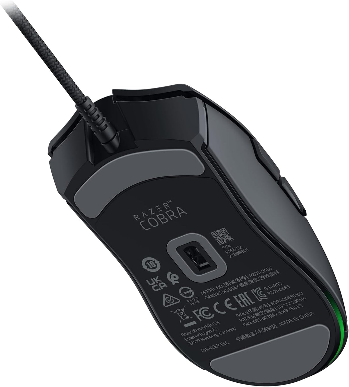 Razer Cobra - Leichte Kabelgebundene Gaming-Maus Mit Chroma RGB (Federleichte 57 G, Optische Maus-Switches Der 3. Gen, Chroma-Beleuchtung Mit Unterbodenbeleuchtung, Präzise Sensor-Anpassungen) Schwarz