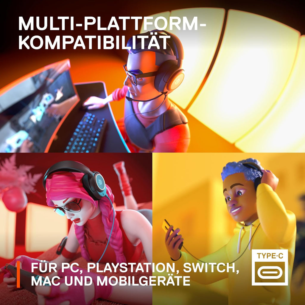 Steelseries Arctis Nova 3 - Multi-System Gaming-Headset – Hi-Fi-Treiber – 360° Surround-Sound –Rgb-Beleuchtung – Memory Foam-Ohrpolster – Ultraleicht – Clearcast Gen 2-Mikrofon – PC, PS5, PS4, Switch