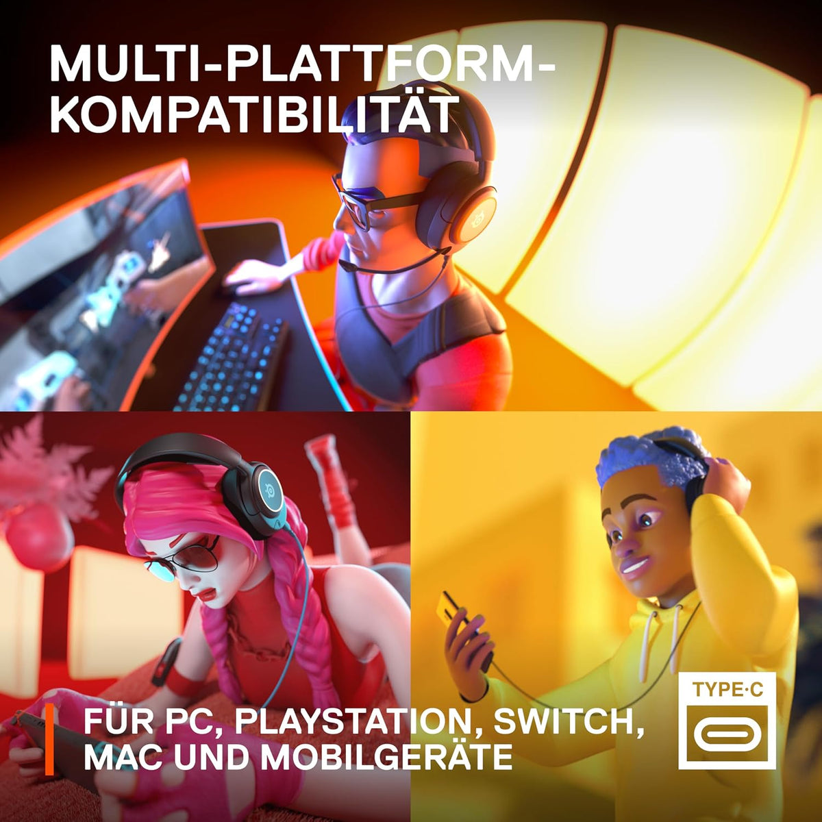 Steelseries Arctis Nova 3 - Multi-System Gaming-Headset – Hi-Fi-Treiber – 360° Surround-Sound –Rgb-Beleuchtung – Memory Foam-Ohrpolster – Ultraleicht – Clearcast Gen 2-Mikrofon – PC, PS5, PS4, Switch
