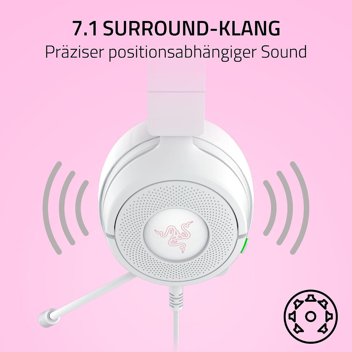 Razer Kraken Kitty V3 X - Kabelgebundenes Kitty-Headset Für Gaming - Kultige Kitty-Ohren - 270G Leicht - Hyperclear Kardioid Mikrofon - Triforce 40Mm Treiber - 3,5Mm Klinkenstecker | Weiß