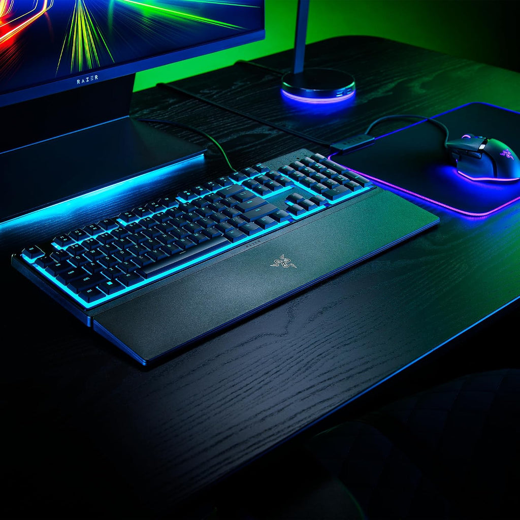 Razer Ornata V3 X - Flache Membran-Tastatur Mit Chroma RGB (Lautlose Membran-Switches, Ergonomische Handballenauflage, Tastenkappen Anti-Uv-Beschichtung) QWERTZ De-Layout | Schwarz