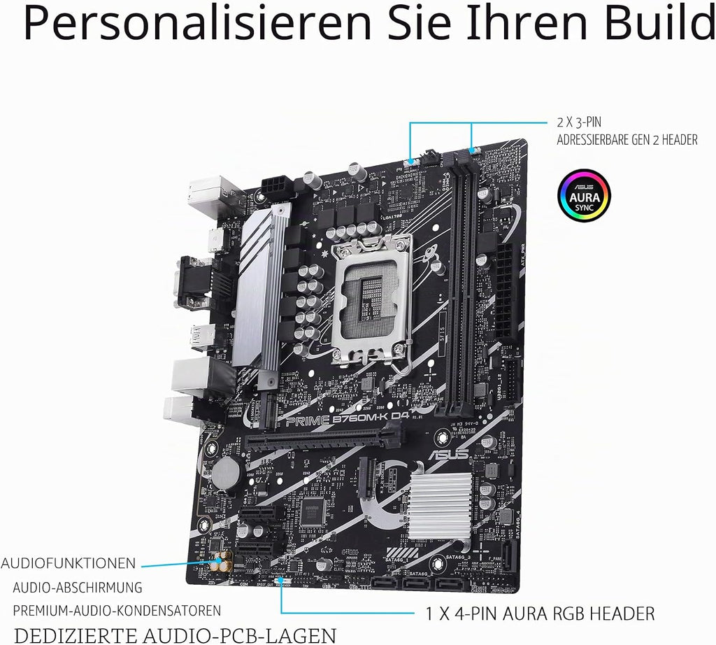 ASUS Prime B760M-K D4 Gaming Mainboard Sockel Intel LGA 1700