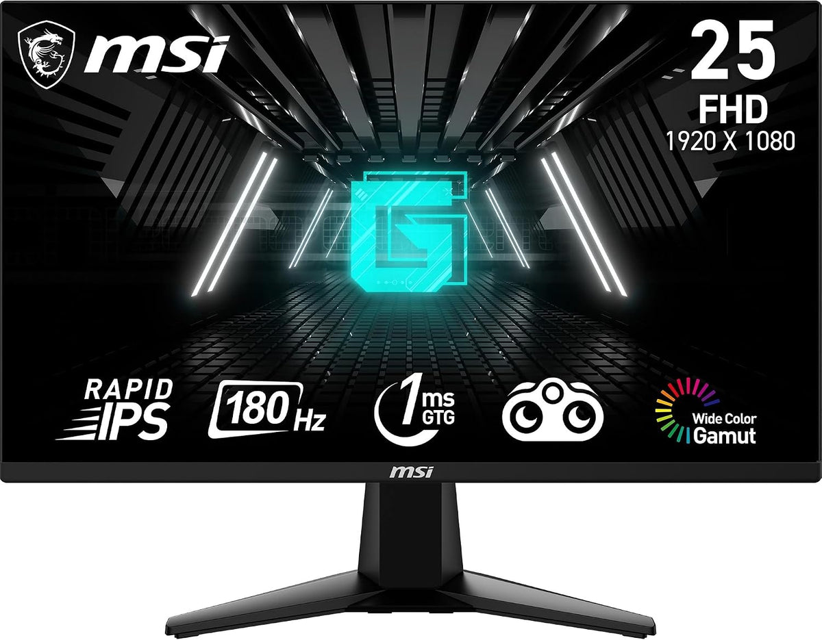 MSI G255F 24,5-Zoll-Fhd-Gaming-Monitor – 1920 X 1080 Rapid Ips-Panel, 180 Hz / 1 Ms (Gtg), 99% Srgb-Farbraum, Adaptive-Sync – DP 1.2A, HDMI 2.0B CEC