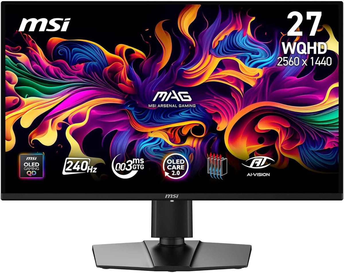 MSI MAG 274QPA QD-OLED X24 27-Zoll-Wqhd-Gaming-Monitor, 2560 X 1440 Quantum Dot Oled-Panel, 240 Hz, 0,03 Ms, G-Sync-Kompatibel, AMD Freesync Premium, HDMI 2.1, DP 1.4A, Höhenverstellbar, Schwarz
