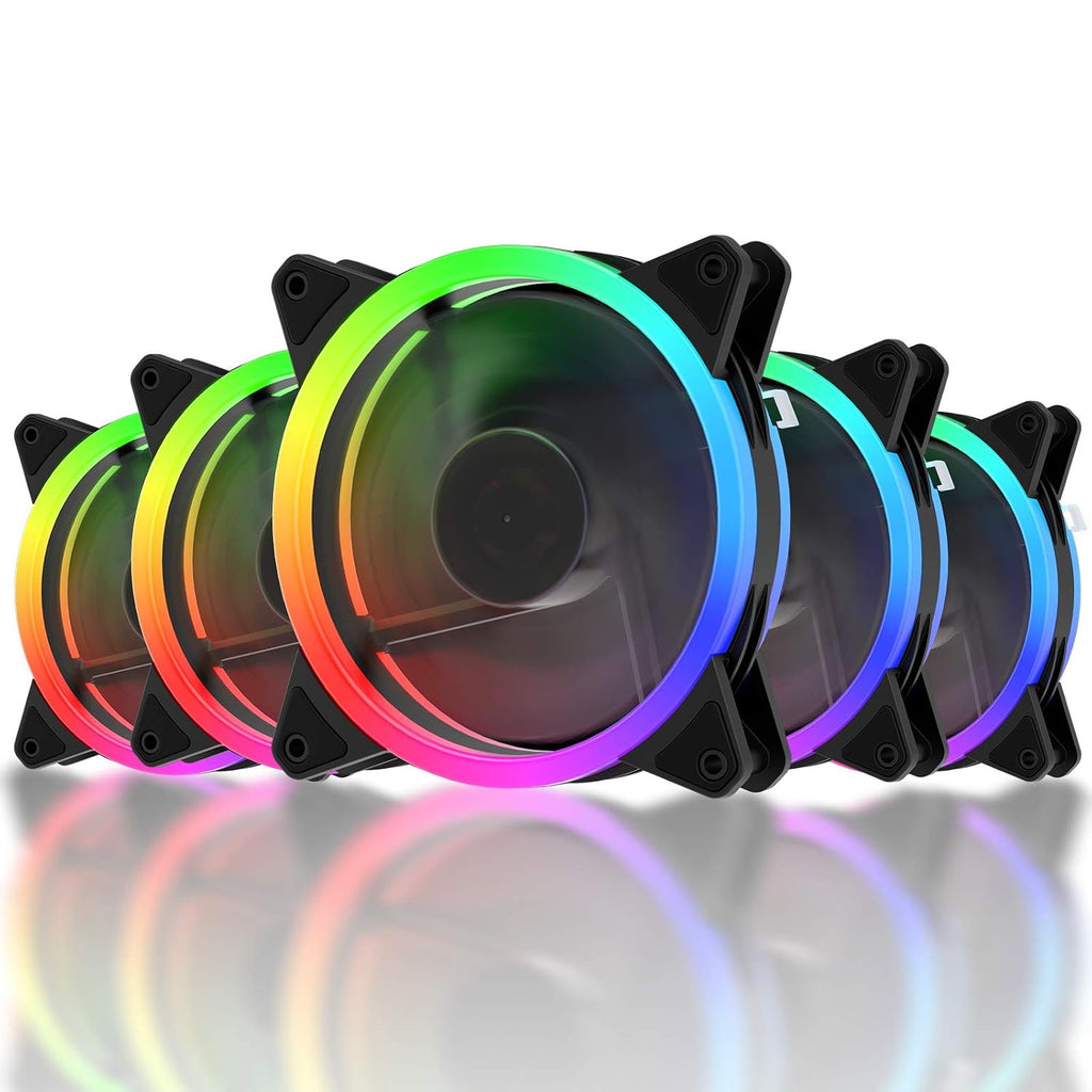 Uphere RGB LED Gehäuselüfter 120Mm High Airflow Lüfter Mit Controller Und Hub, 5Er-Pack (RGB123-5), Desktop