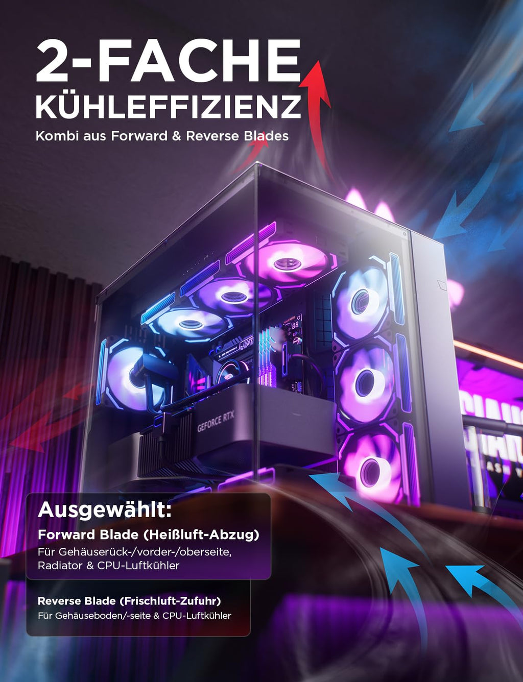 Asiahorse COSMIQ RGB PC Lüfter 120MM Gehäuselüfter, ARGB Daisy Chain PC Lüfter [Infinity Mirror] [FDB] 2000 RPM/68,5 CFM/24 LEDS 4 Pin PWN & 5V 3Pin ARGB Mit Controller. Schwarz