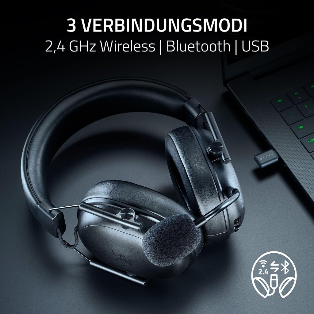Razer Blackshark V3 X Hyperspeed - Kabelloses E-Sport-Headset - Ultra Leicht 270G - Triforce 50Mm Treiber - Abnehmbares Mikrofon - Surround Sound - Wireless 2,4 Ghz & Bluetooth - Pc/Mac | Schwarz