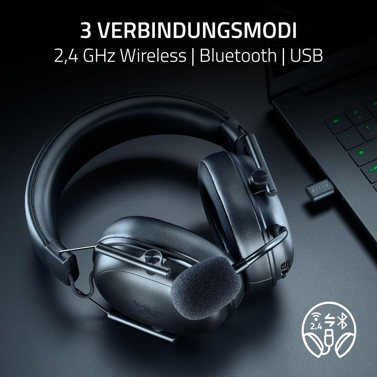 Razer Blackshark V3 X Hyperspeed - Kabelloses E-Sport-Headset - Ultra Leicht 270G - Triforce 50Mm Treiber - Abnehmbares Mikrofon - Surround Sound - Wireless 2,4 Ghz & Bluetooth - Pc/Mac | Schwarz