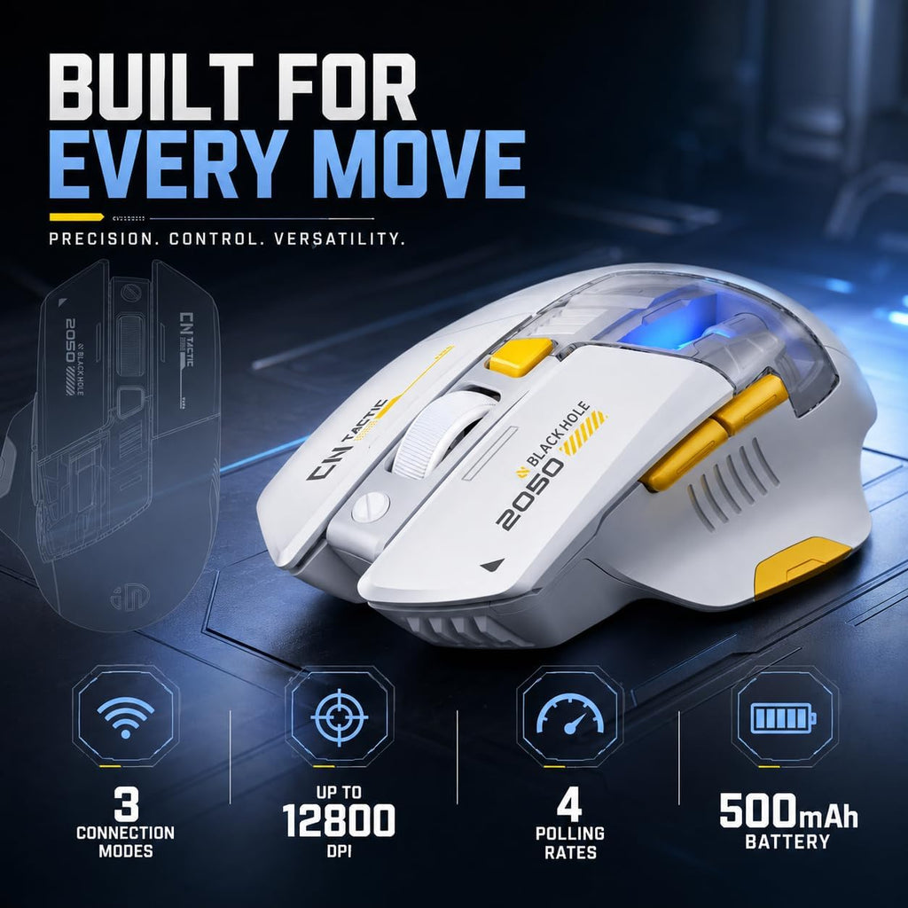 Inphic A9 Explorer V2 Tri‑Modus Kabellose Leise Gaming‑Maus, 12800 DPI
