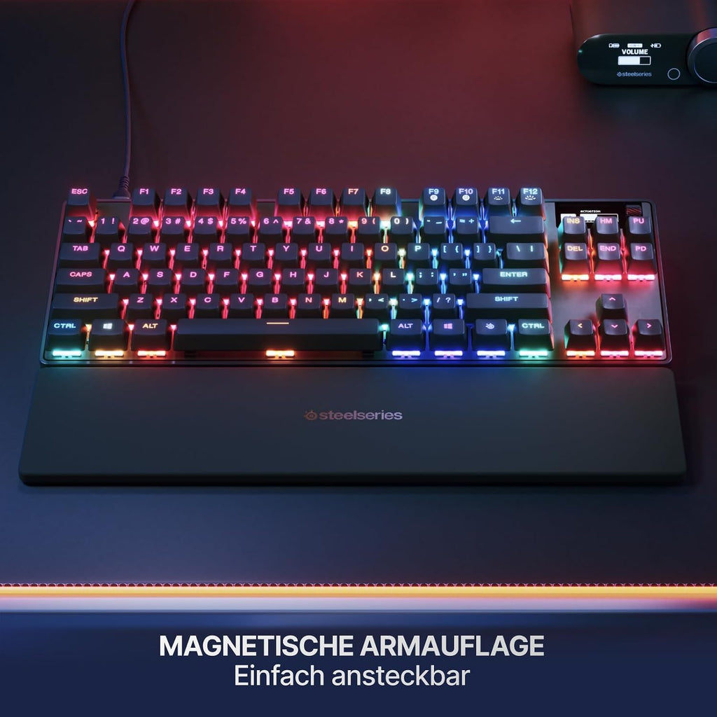 Steelseries APEX PRO TKL Gen-3-Gaming-Tastatur – Omnipoint 3.0 Analoge Magnetische Schalter, Quickset-Auto-Presets (Schnellabzug, Schnellantipp/Socd, Schutzmodus), OLED,RGB,PBT, USB-C, German QWERTZ
