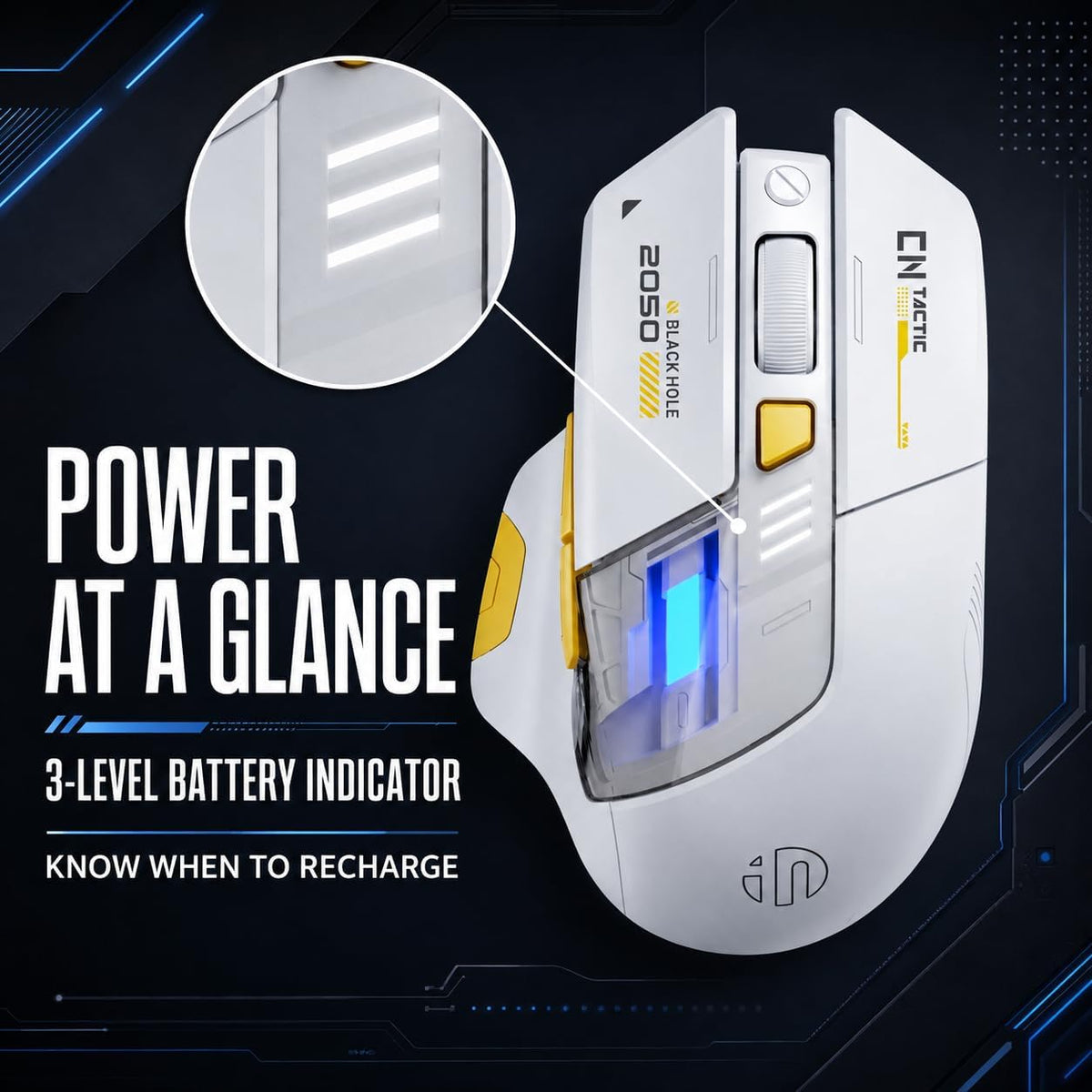 Inphic A9 Explorer V2 Tri‑Modus Kabellose Leise Gaming‑Maus, 12800 DPI