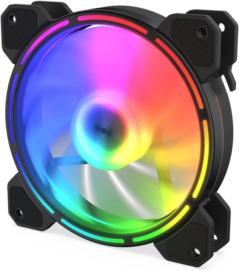 KRUX Lunar ARGB 120 Mm Gehäuselüfter, Adressierbare Rgb-Beleuchtung (16 Leds), 1200 U/Min, Hydraulisches Lager (HBS), Anti-Vibrations-Pads, 3 Pin ARGB & Lüfteranschluss Mit Splitter