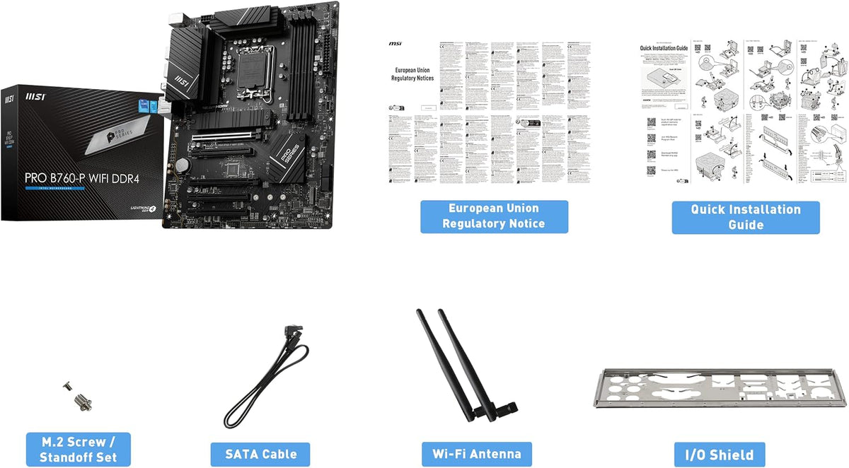 MSI PRO B760-P Wifi DDR4 Mainboard, ATX - Unterstützt Intel 12., 13. & 14. Gen Core Prozessoren, LGA 1700 - DDR4 Memory Boost 5333+Mhz/Oc, Pcie 4.0 X16 Slots, M.2 Gen4 Slots, 2.5G LAN, Wi-Fi 6E