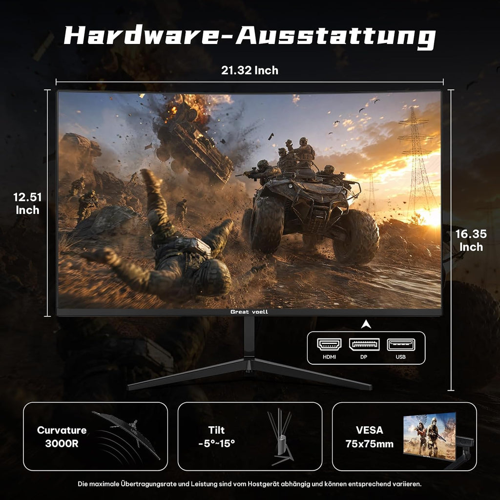 Great Voell 24 240Hz Zoll Curved Gaming Monitor, FHD 1920X 1080P
