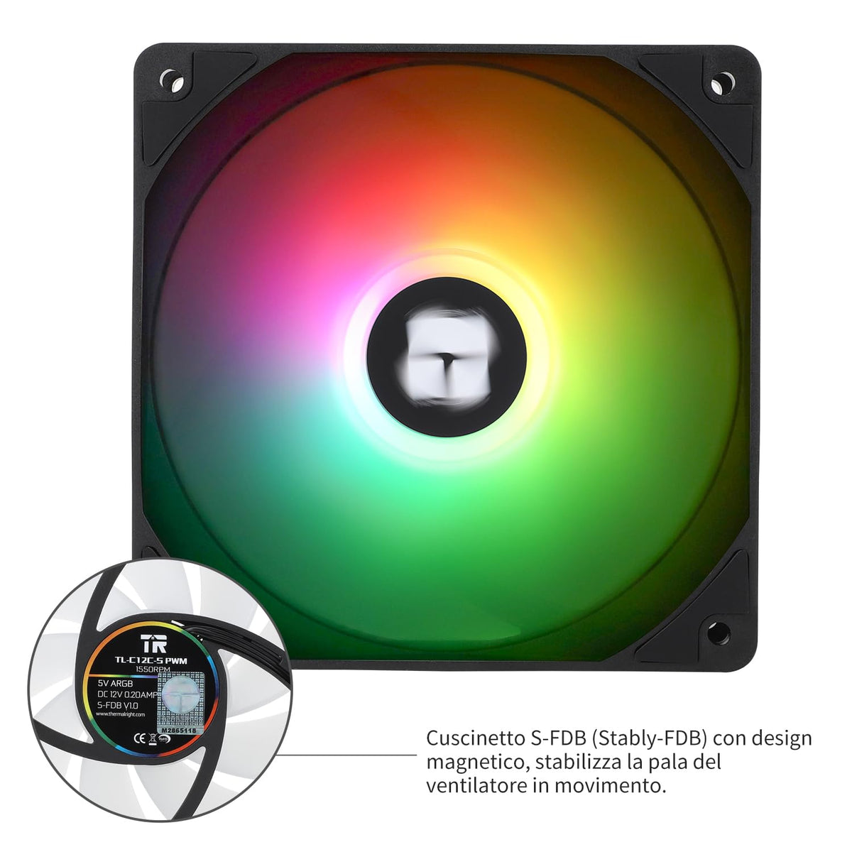 TR TL-C12C-S X3 Cpu-Lüfter 120Mm ARGB Gehäuselüfter, 4Pin PWM Silent Computer Lüfter Mit S-FDB Lager Enthalten, Bis Zu 1500RPM Lüfter