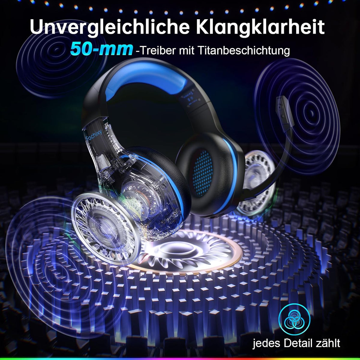 Fachixy Wireless Gaming Headset Mit Mikrofon Für PS5, PS4, PC, Mac, Switch