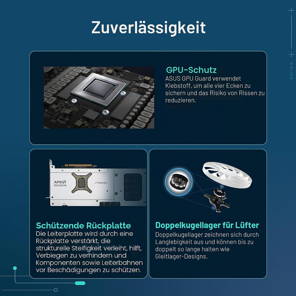 ASUS Prime Radeon RX 9070 XT White OC Edition Grafikkarte (Pcie 5.0, HDMI/DP 2.1, 2.5-Slot Design, Axial-Tech-Lüfter, Dual-Kugellager, Dual BIOS, ASUS GPU Guard)