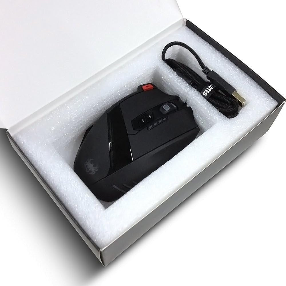 Zelotes Gaming Maus,4000Dpi,12 Programmierbare Tasten,8 Gewichtsblöcke,Ergonomische Design,Rgb Gamer Maus Mit Kabel,Für Pc,Mac,Computer,Laptop,Schwarz