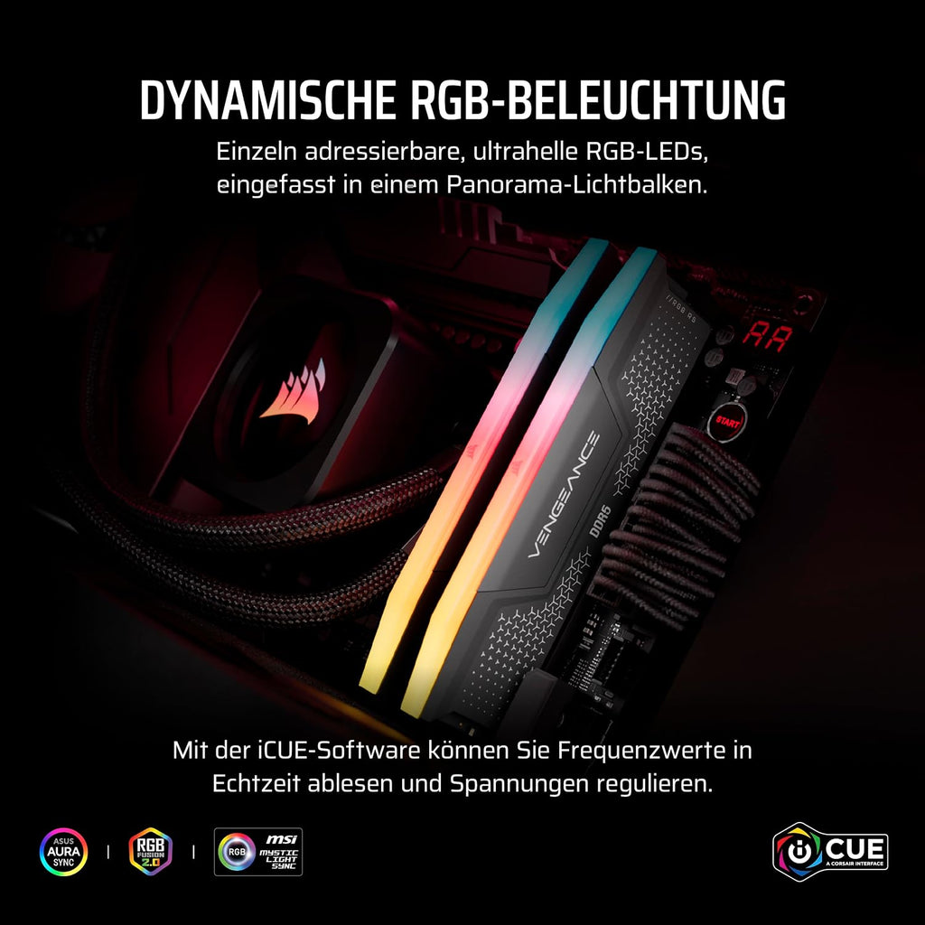 CORSAIR Vengeance RGB RS DDR5 16GB (2 X 8GB) Bis Zu 6000Mhz AMD Intel RAM