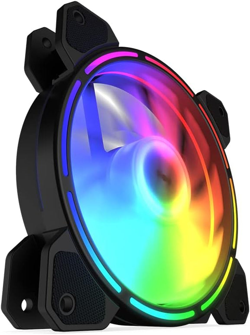KRUX Lunar ARGB 120 Mm Gehäuselüfter, Adressierbare Rgb-Beleuchtung (16 Leds), 1200 U/Min, Hydraulisches Lager (HBS), Anti-Vibrations-Pads, 3 Pin ARGB & Lüfteranschluss Mit Splitter