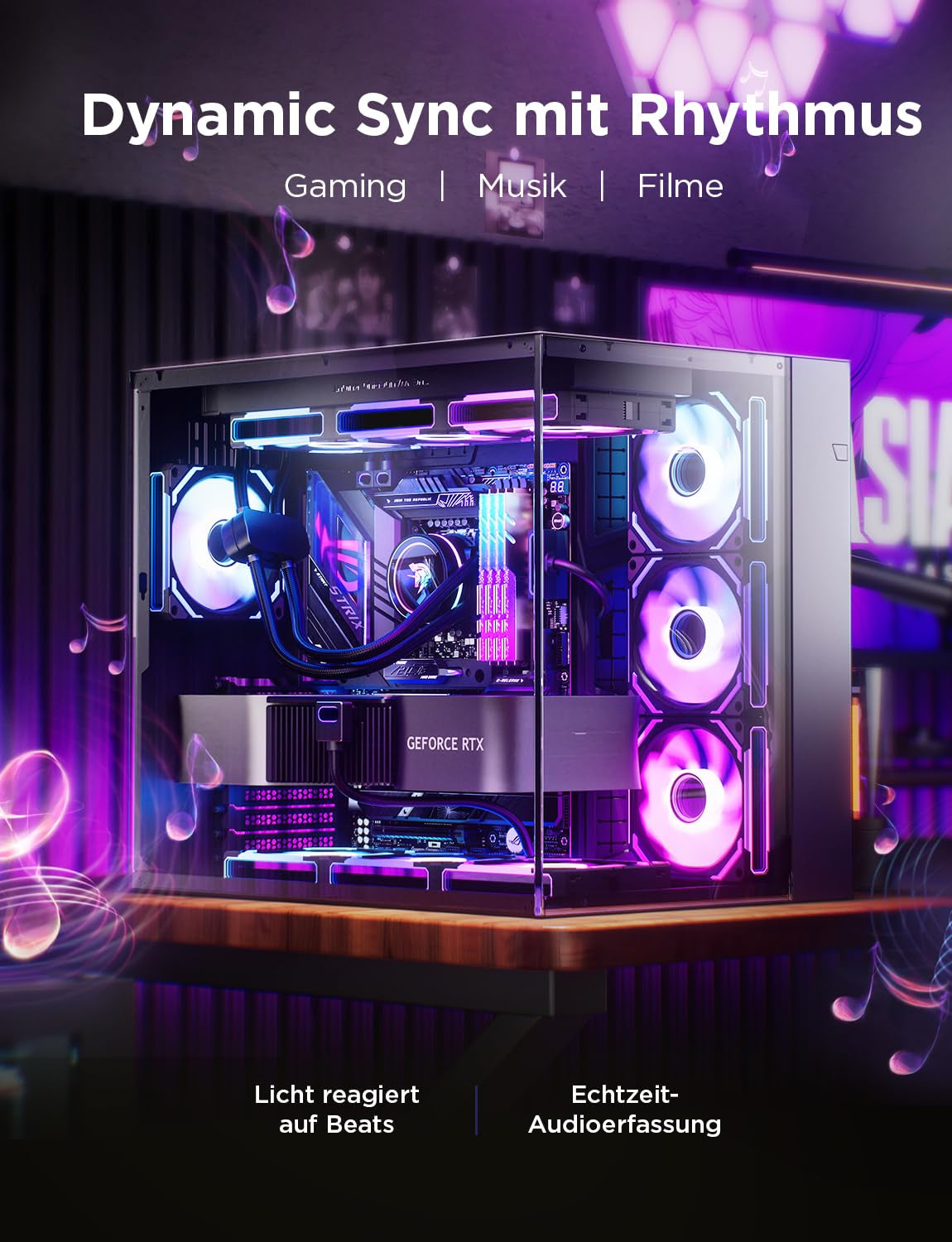 Asiahorse COSMIQ RGB PC Lüfter 120MM Gehäuselüfter, ARGB Daisy Chain PC Lüfter [Infinity Mirror] [FDB] 2000 RPM/68,5 CFM/24 LEDS 4 Pin PWN & 5V 3Pin ARGB Mit Controller. Schwarz
