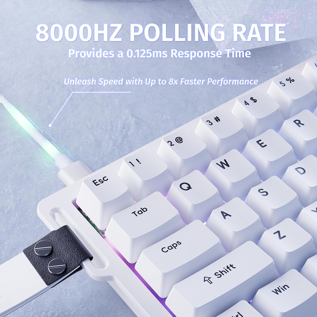 ATTACK SHARK X68 HE 8000Hz Rapid Trigger-Tastatur, 0,01Mm Rt-Genauigkeit, Kabelgebundene RGB 60% Gaming-Tastatur Mit Magnetic Switches, Einstellbare Betätigung, Snap Tap, Für Pc/Mac, Weiß