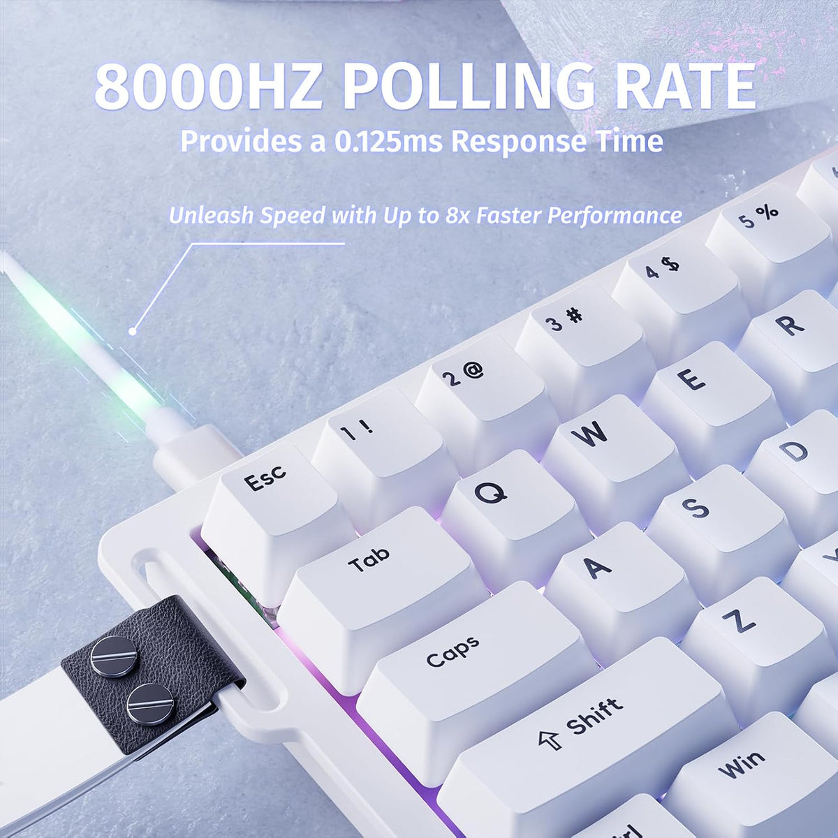 ATTACK SHARK X68 HE 8000Hz Rapid Trigger-Tastatur, 0,01Mm Rt-Genauigkeit, Kabelgebundene RGB 60% Gaming-Tastatur Mit Magnetic Switches, Einstellbare Betätigung, Snap Tap, Für Pc/Mac, Weiß