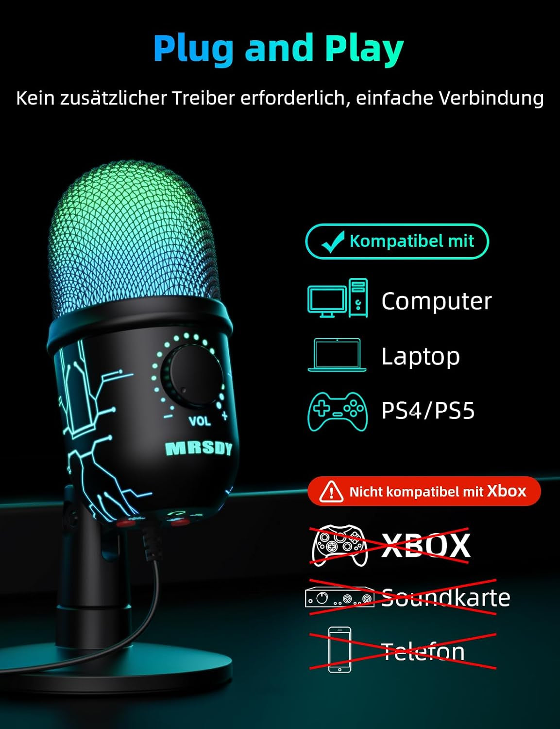 Usb-Gaming-Mikrofon Für PC Mit Rauschunterdrückung