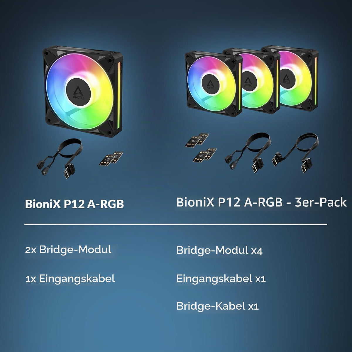 ARCTIC Bionix P12 A-RGB 3Er-Pack, 120 Mm Pwm-Lüfter Mit Daisy Chain