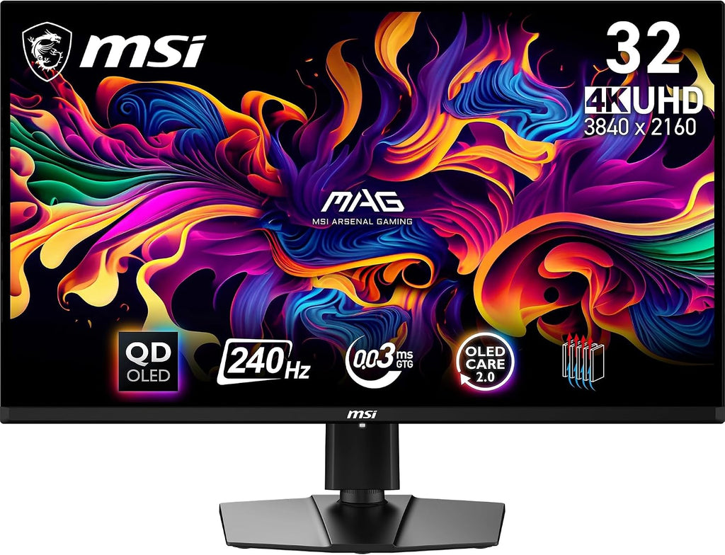 MSI MAG 321UPX QD-OLED 31.5 Zoll 4K UHD Gaming Monitor - 3840 X 2160 Quantum Dot OLED Panel, 240Hz / 0.03Ms, 99% DCI-P3, ΔE≤2, Displayhdr True Black 400 - DP 1.4A, HDMI 2.1, USB Type-C