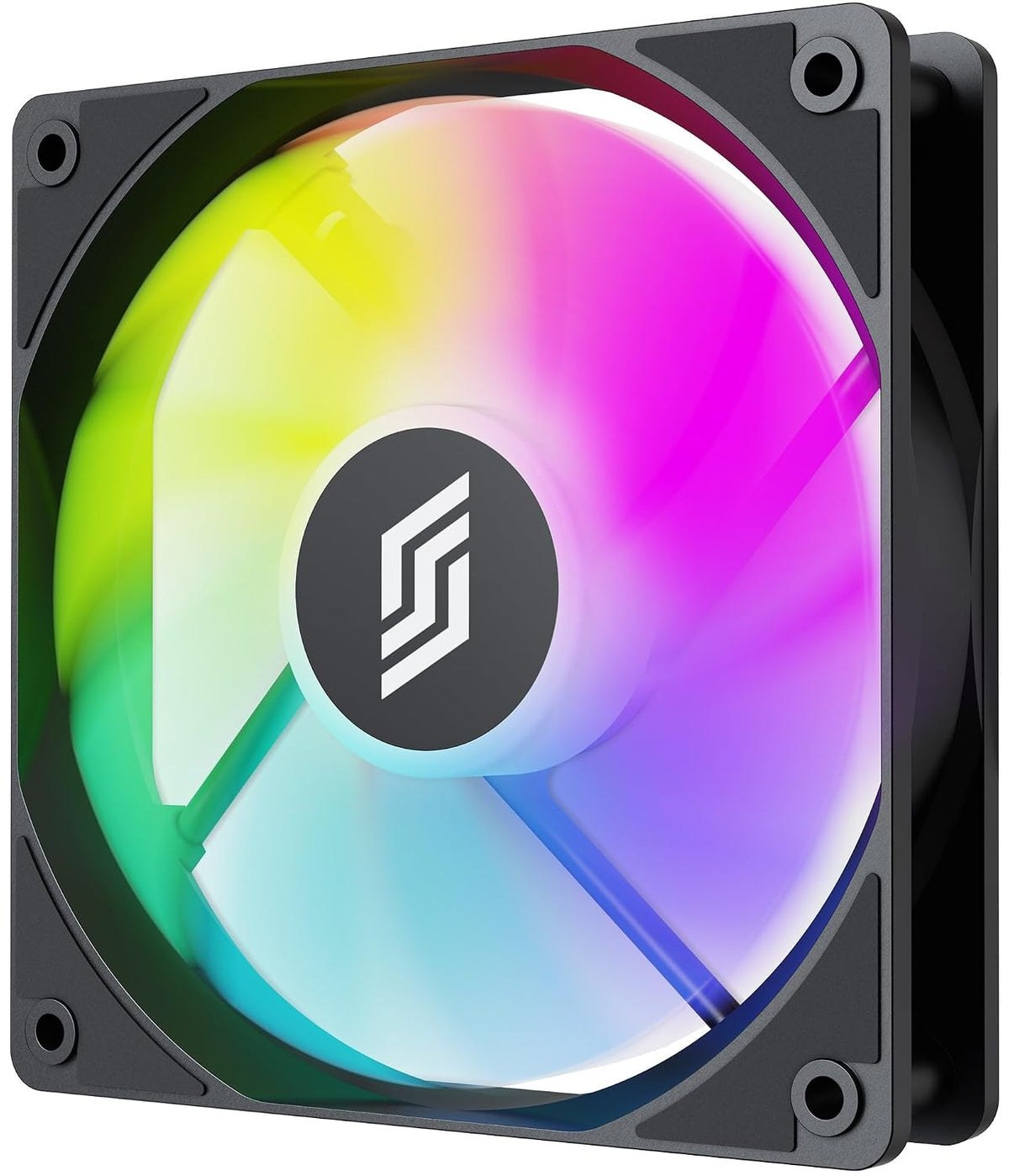 RF120D-R Black 120Mm Gehäuselüfter, 4-Pin PWM, A-RGB, 57 CFM Reverse-Airflow, Daisy-Chain, Hdb-Lager, 6 Steuerbare Leds, 600–1500 U/Min, Leiser Rgb-Lüfter Für Gaming-Pc