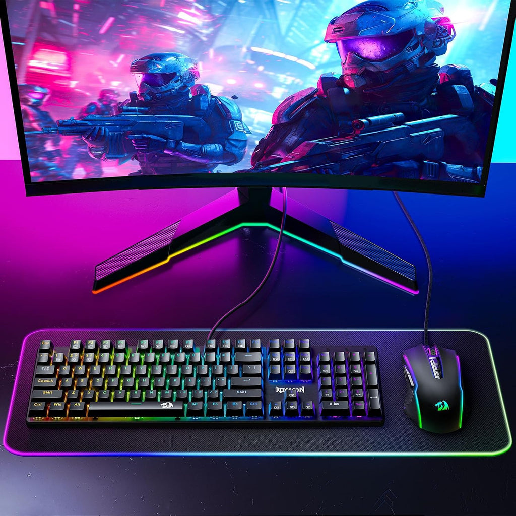 Redragon Gaming Maus, Gaming Mouse Mit RGB Und Einstellbar 8000 DPI, Maus Mit 9 Programmierbare Tasten Und Feuertaste, RGB Gaming Maus Mit Ergonomisches Design F¨¹R Mmo/Fps/Pc/Windows/Mac, M910-K
