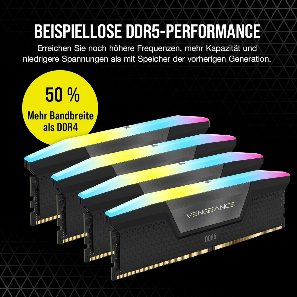 CORSAIR VENGEANCE RGB DDR5 RAM 32GB (2X16Gb) Bis Zu 6000Mhz CL36 Intel XMP 3.0 Desktop-Arbeitsspeicher – Schwarz (CMH32GX5M2E6000C36)