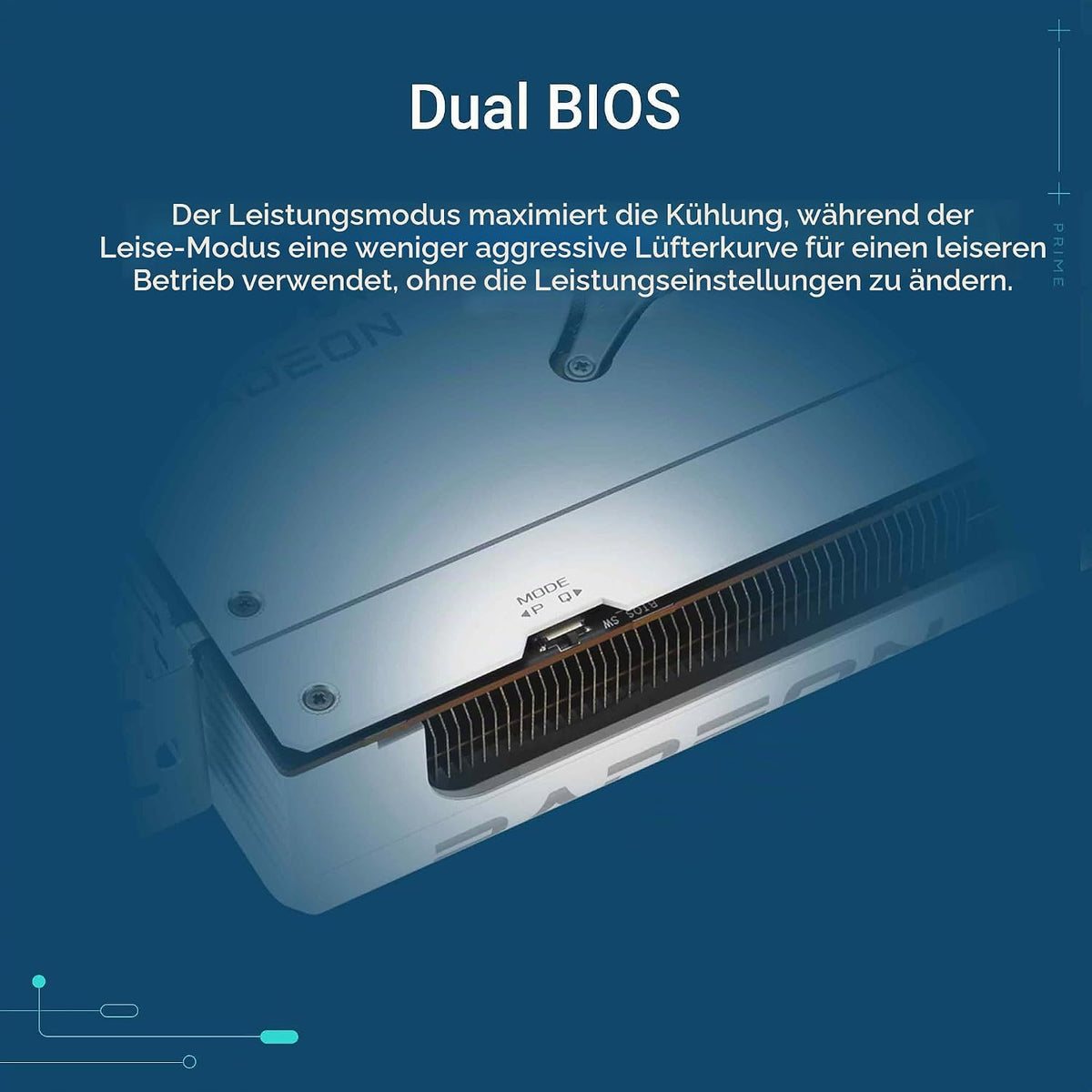 ASUS Prime Radeon RX 9070 XT White OC Edition Grafikkarte (Pcie 5.0, HDMI/DP 2.1, 2.5-Slot Design, Axial-Tech-Lüfter, Dual-Kugellager, Dual BIOS, ASUS GPU Guard)
