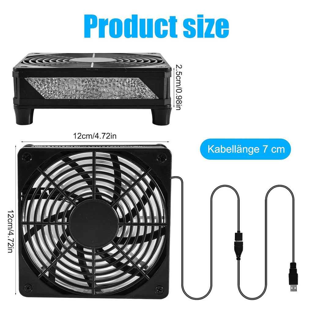 Joycabin 2 Stück USB Lüfter 120Mm PC Lüfter Mit Bunte RGB LED, 5V Gehäuselüfter USB Kühlventilator, 120X120 PC Leisen Ventilator Für Computer/Ps4 /TV Box/Receiver/Av Schrank/Router/Serverschrank