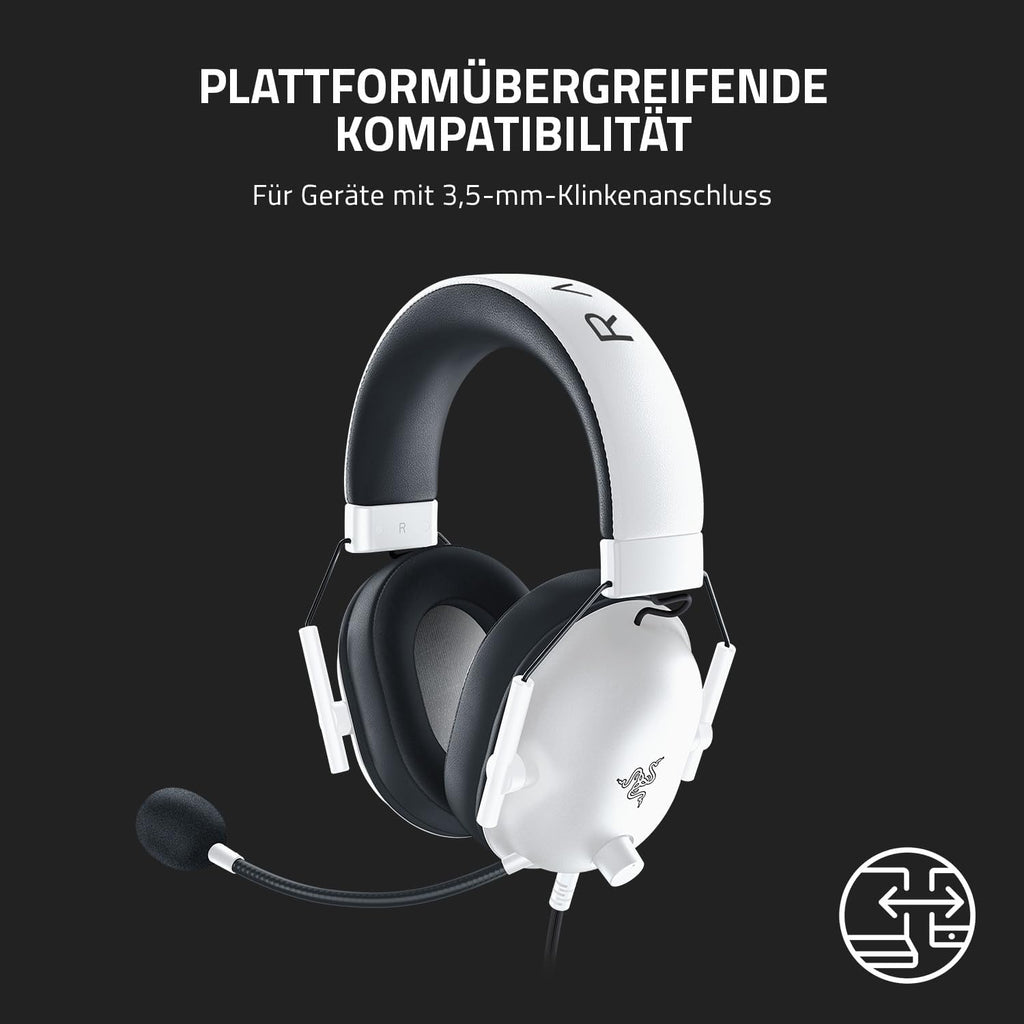 Razer Blackshark V2 X - Multi-Plattform Kabelgebundenes Esports-Headset (Triforce 50Mm Treiber, Erweiterte Passive Geräuschunterdrückung, 7.1 Surround Sound, Hyperclear Cardioid Mic) Weiß