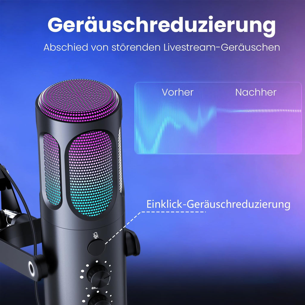 Ortizan USB Gaming Mikrofon PC Mit Schwenkarm, Mute Und Monitoring