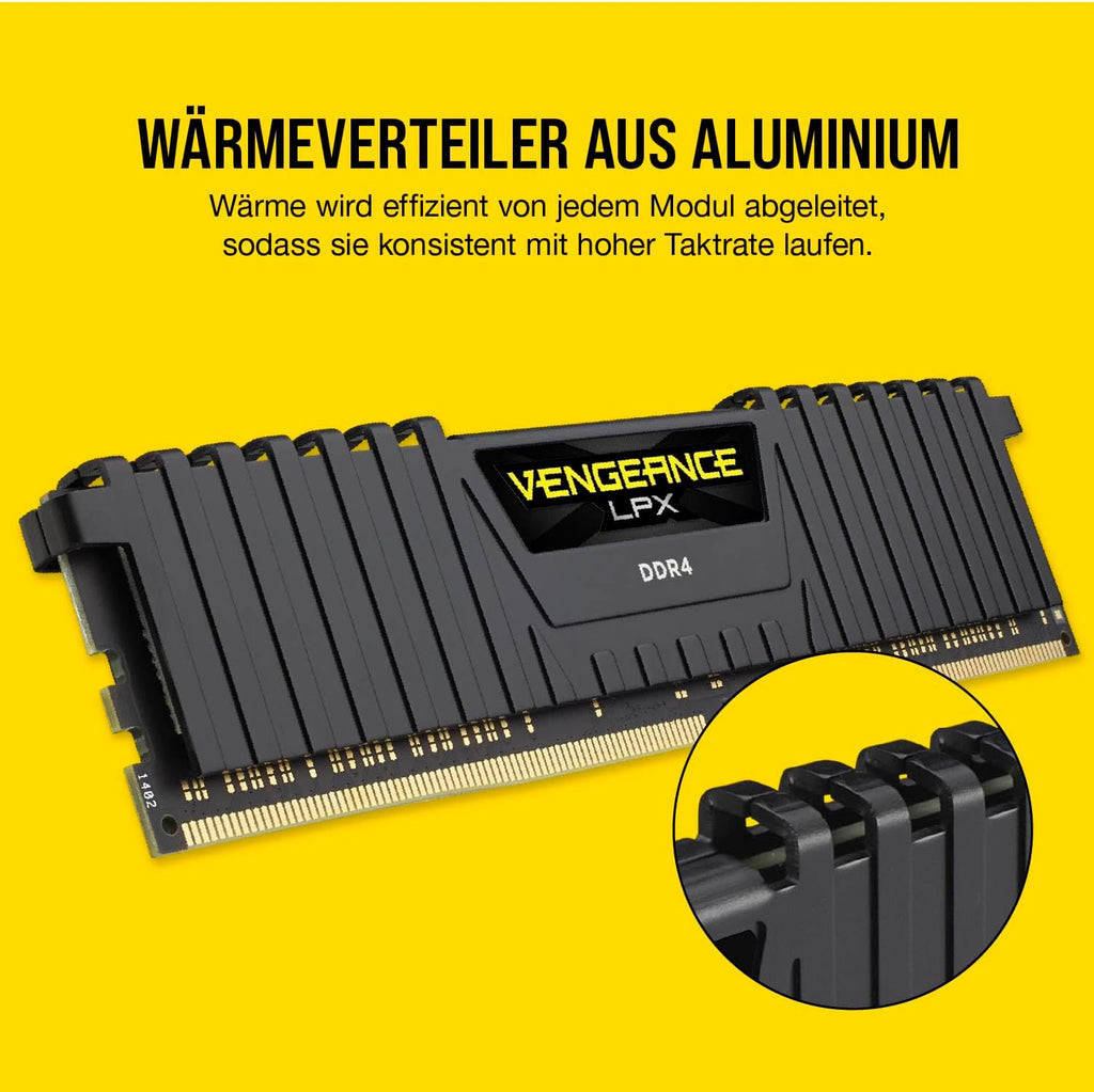 Corsair Vengeance LPX DDR4 RAM 32GB (2X16Gb) Bis Zu 3200Mhz CL16 Intel XMP 2.0 Computerspeicher - Schwarz (CMK32GX4M2E3200C16)