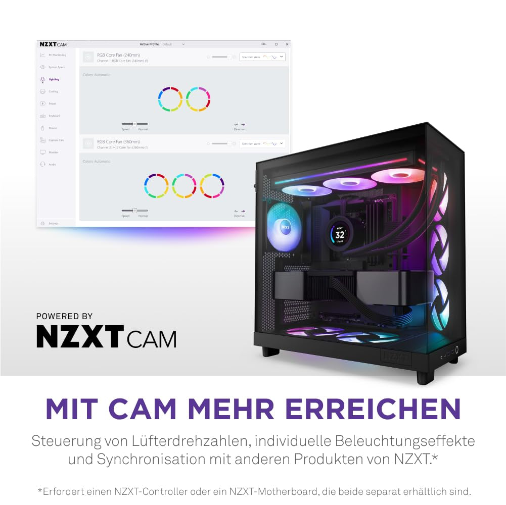 NZXT F360 RGB Core - 360Mm Single-Frame RGB Lüfter - Schwarz